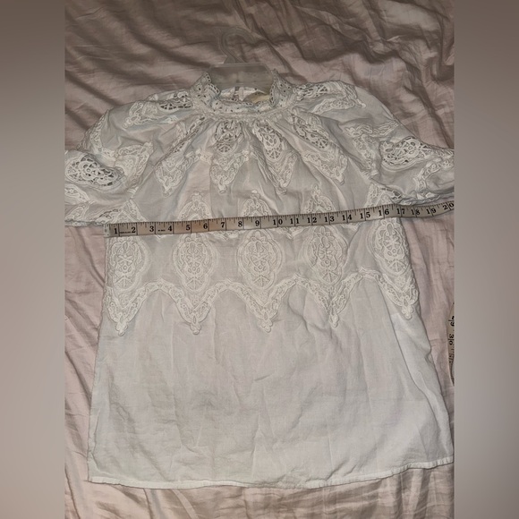 Sezane Like New White Tizio Lace Detail Blouse - Picture 11 of 12